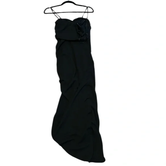 Abercrombie & Fitch Ruched Front Cutout Asymmetrical Midi
Dress Black Small - Picture 5 of 8